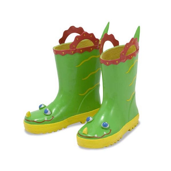 Melissa & Doug - Cizme de ploaie pentru copii Augie Alligator, marime 24-25