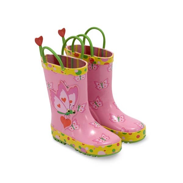 Melissa & Doug - Cizme de ploaie pentru copii Bella Butterfly, marime 24-25