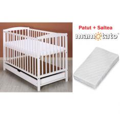 MAMO-TATO - Patut din lemn Maja Alb + Saltea Cocos