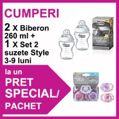 Tommee Tippee - 2 Biberoane 260 ml + Set 2 Suzete PROMO