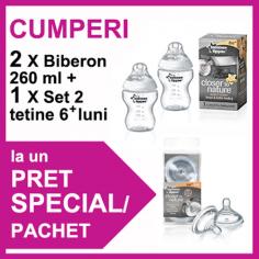 Tommee Tippee - 2 Biberoane 260 ml + Set 2 Tetine PROMO