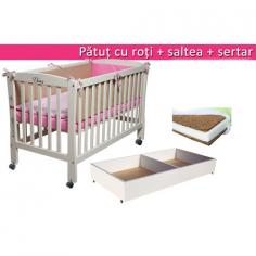 Mesterel - Pachet Promotional Patut Mos Ene Cu Roti, Sertar si Saltea