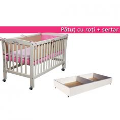 Mesterel - Pachet Promotional Patut Simplu Mos Ene cu Roti si Sertar