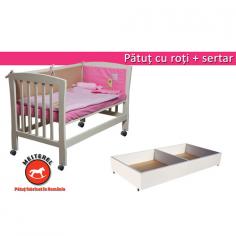Mesterel - Patut Bebe Junior Mos Ene cu Roti si Sertar