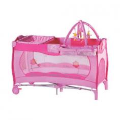 BabyGo - Patut pliant cu 2 nivele Sleeper Pink