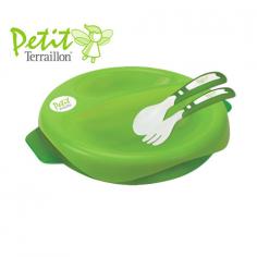 Petit Terraillon - Farfurie termica 2 in 1 si set tacamuri Green