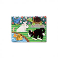 Melissa & Doug - Puzzle de lemn Atinge si descopera - Animale de companie