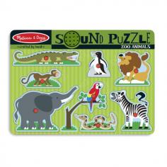 Melissa & Doug - Puzzle de lemn cu sunete Animale de la Zoo