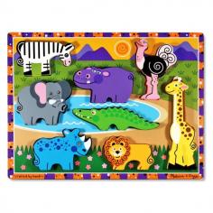 Melissa & Doug - Puzzle lemn in relief Safari