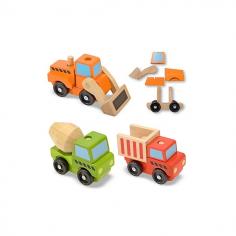 Melissa & Doug - Vehicule utilitare pentru constructii din lemn