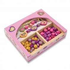 Melissa & Doug - Set de margele din lemn Sweet Hearts