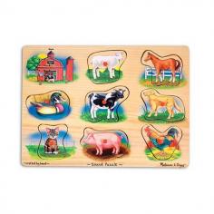 Melissa&Doug - Puzzle lemn cu sunete Animale de la Ferma