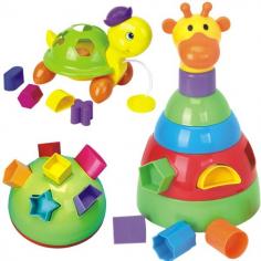 Baby Mix - Set de 3 jucarii Girafa, Testoasa si Minge