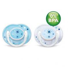 PHILIPS AVENT - Set 2 suzete din silicon, de noapte 0% BPA 3+